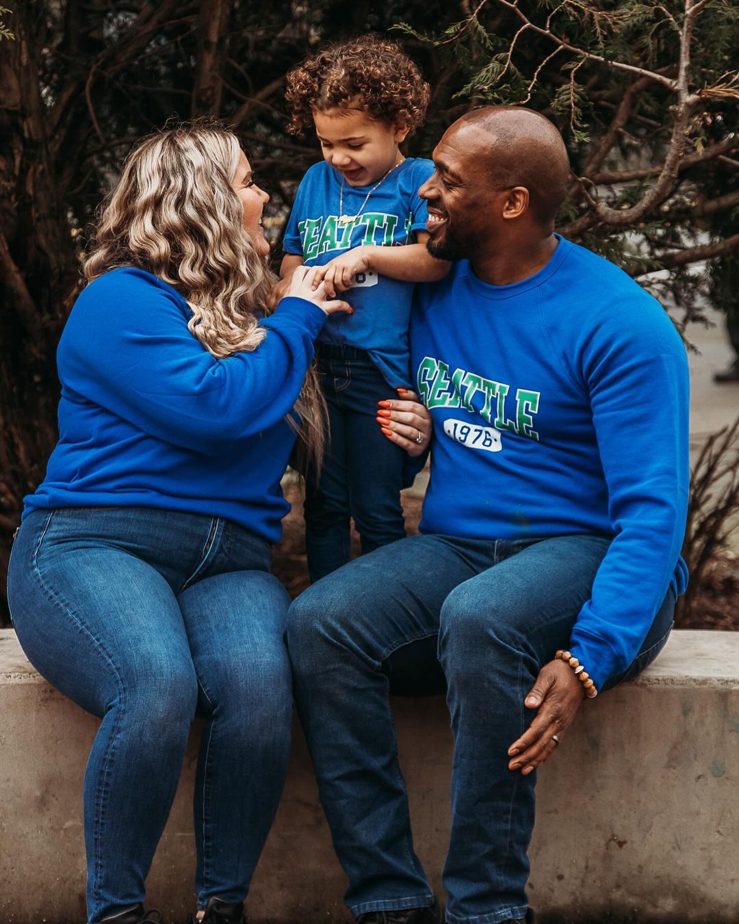 Retro '76 Tee and Crew Royal Blue Matching Family Football 